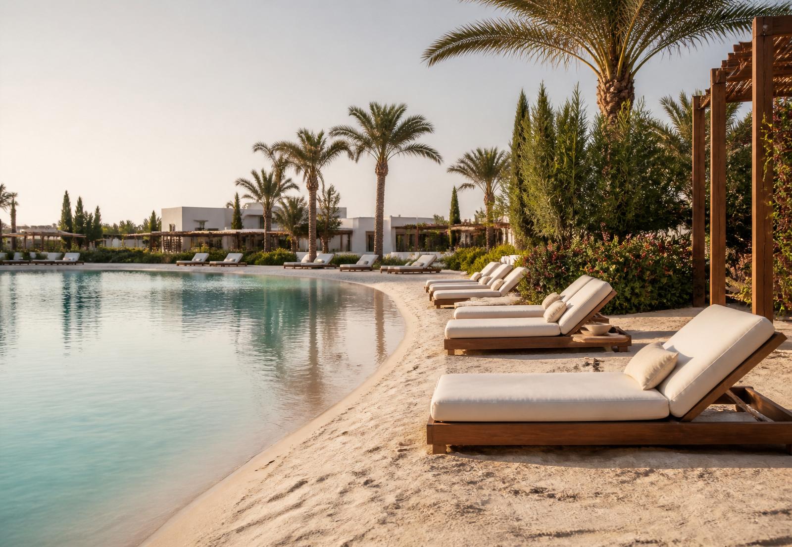 Family enjoying breakfast beside the pool of a Santa Rosalía residence